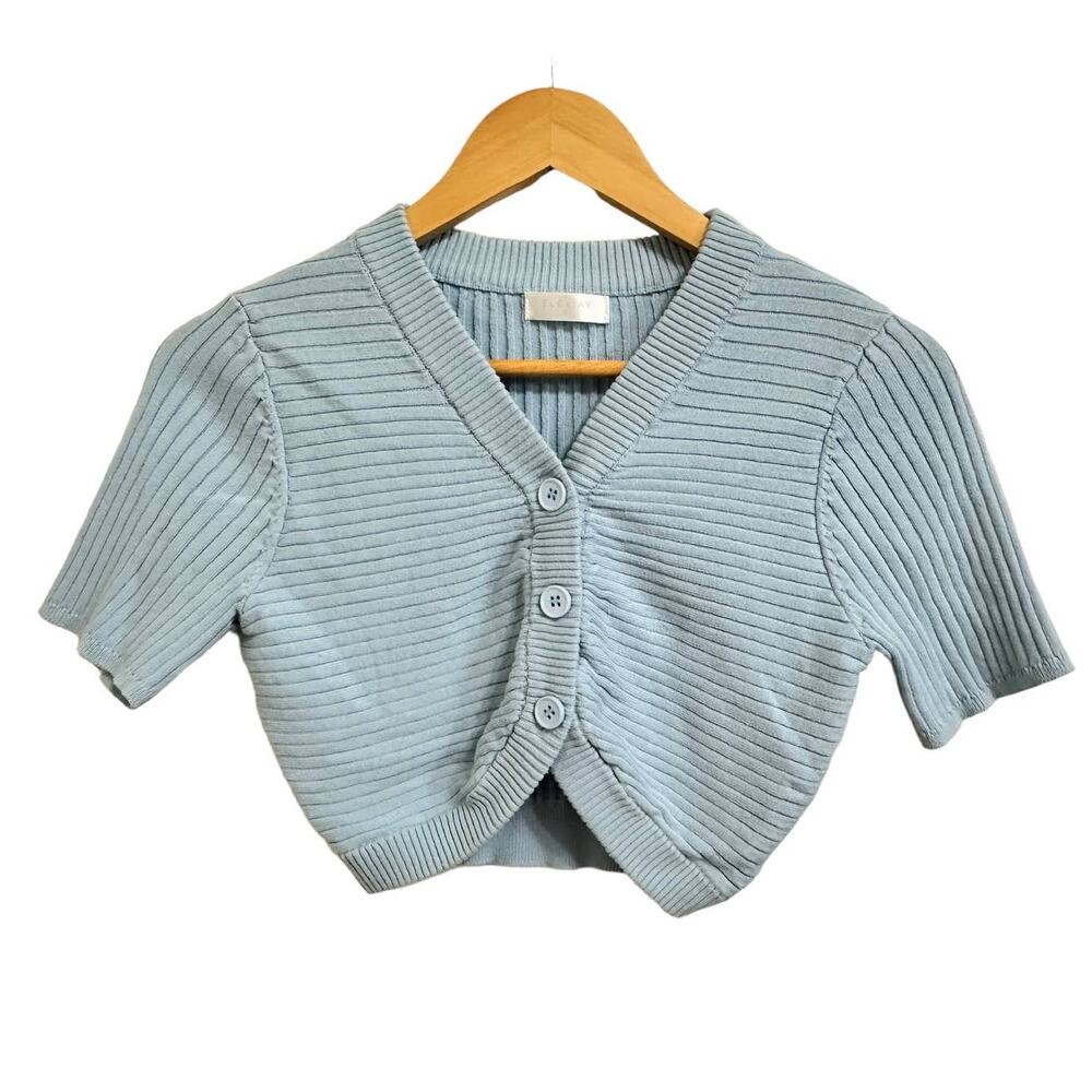 Elexiay marisol crochet baby blue top size Small $200 - Picture 2 of 6